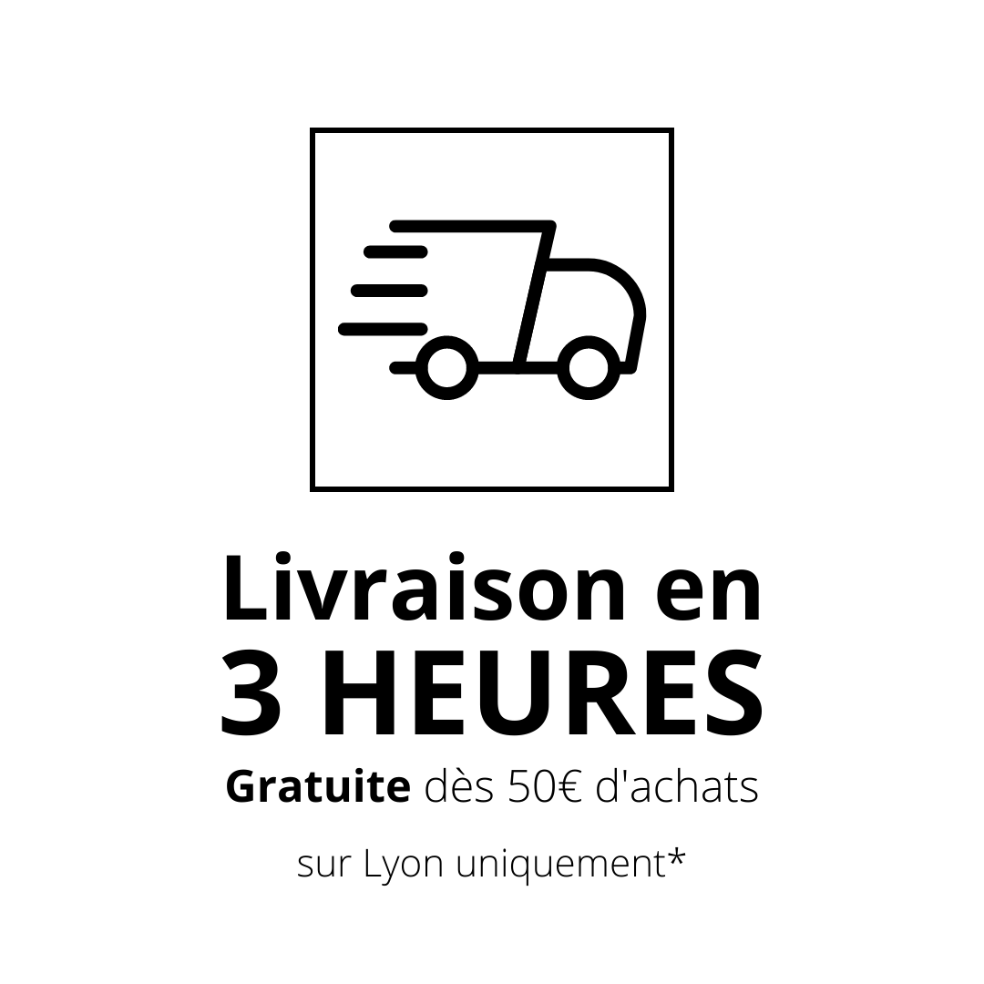 Pictogramme livraison en 3h sur Lyon par Grafiti, le eshop dédié aux vêtements et chaussures éco-responsables